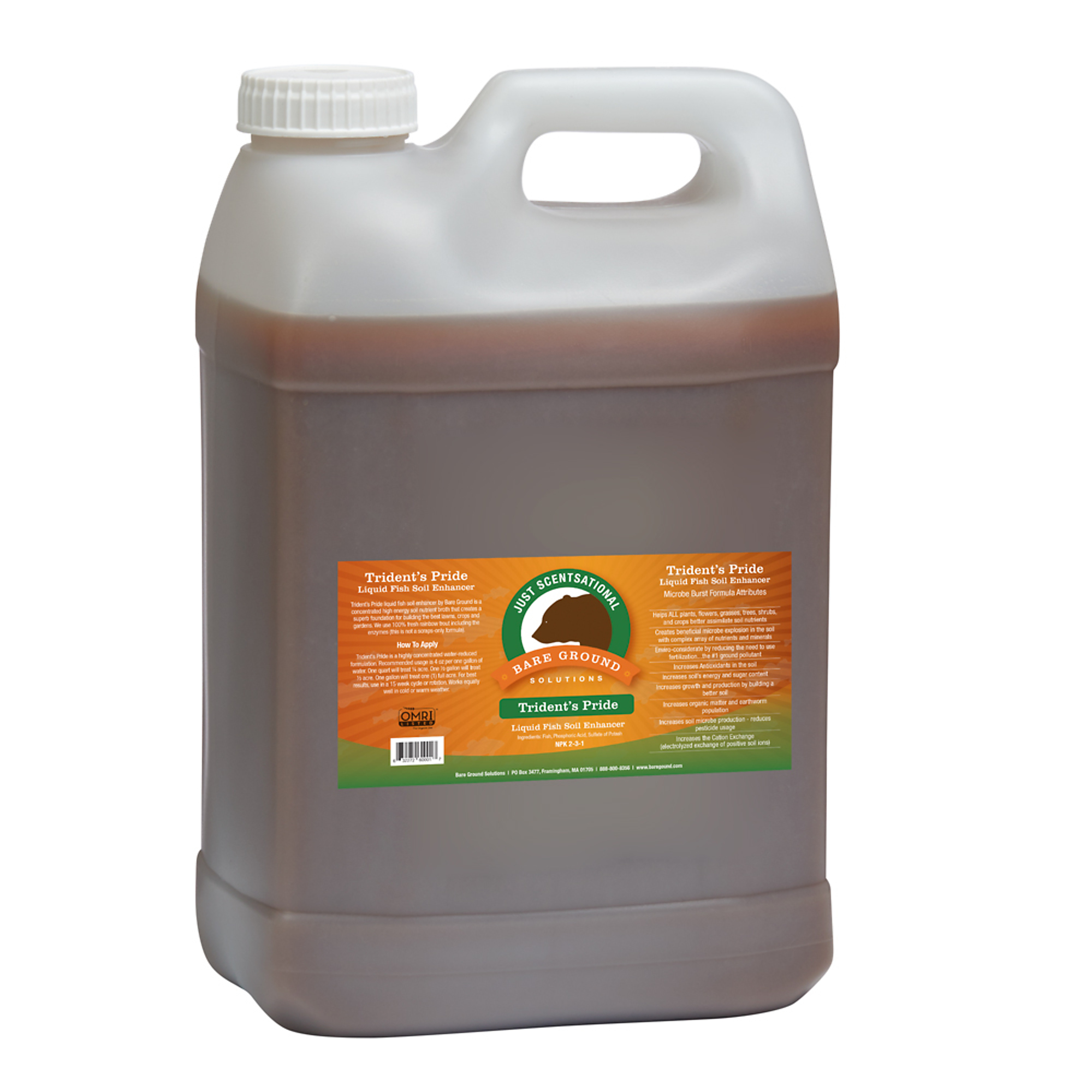 Bare Ground, 2.5 Gallons Fish Fertilizer, Max. Coverage Area 24800 ft², Capacity 24.8 lb, Model# TP-2.5G